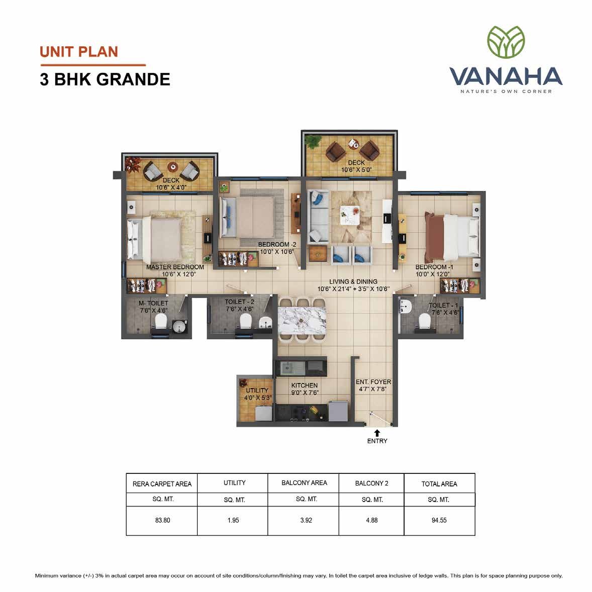Vanaha Verdant Pune 3BHK Grand Floor Plan